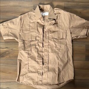 Tan Short Sleeve Button-Up Shirt